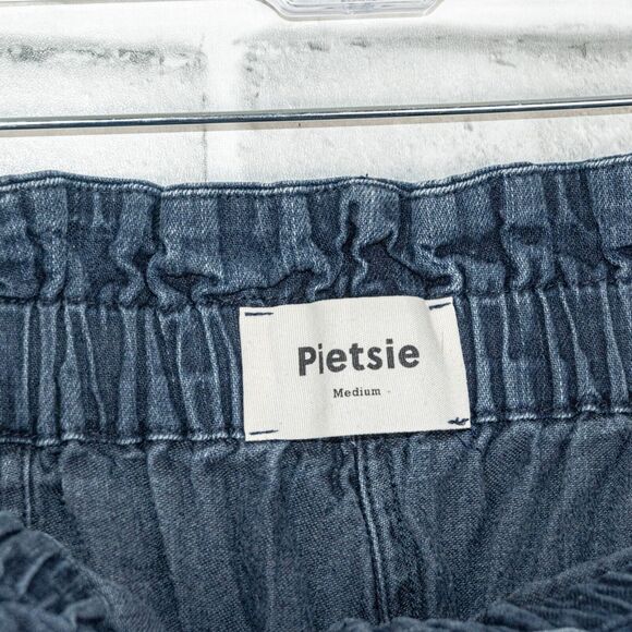 Pietsie Baja Paperbag Pants in blue denim Size M Made in CA - Picture 3 of 9